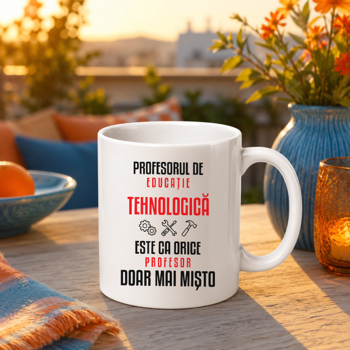 Profesorul de educație tehnologică este ca orice profesor, doar mai mișto - cană pentru profesor
