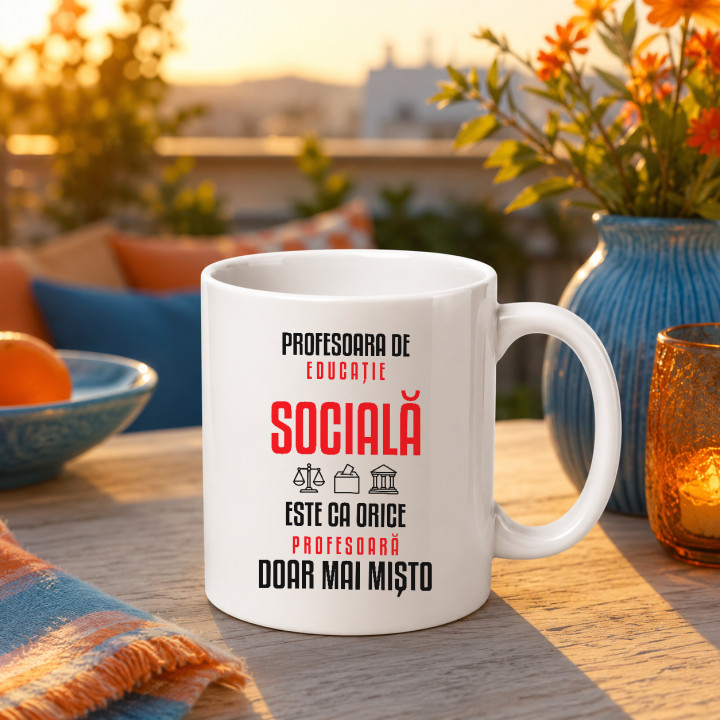 Profesoara de educație socială este ca orice profesoară, doar mai mișto - cană pentru profesoară
