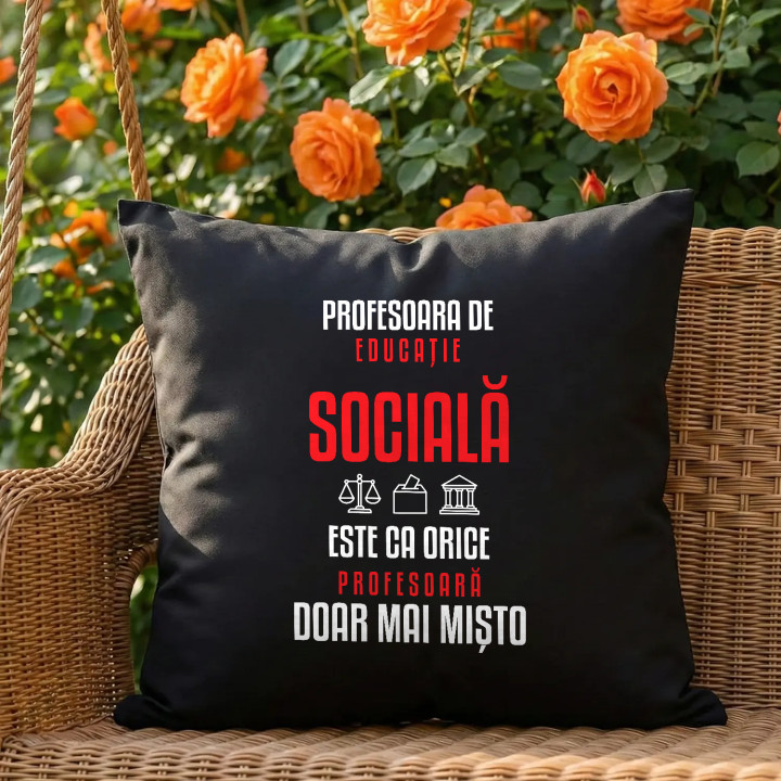 Profesoara de educație socială este ca orice profesoară, doar mai mișto - pernă neagră pentru profesoară
