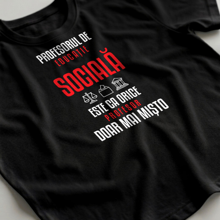 Profesorul de educație socială este ca orice profesor, doar mai mișto - tricou bărbătesc pentru profesor