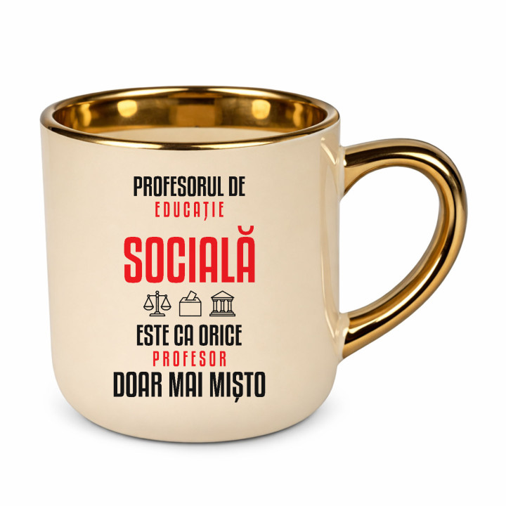 Profesorul de educație socială este ca orice profesor, doar mai mișto - cană elegantă pentru profesor