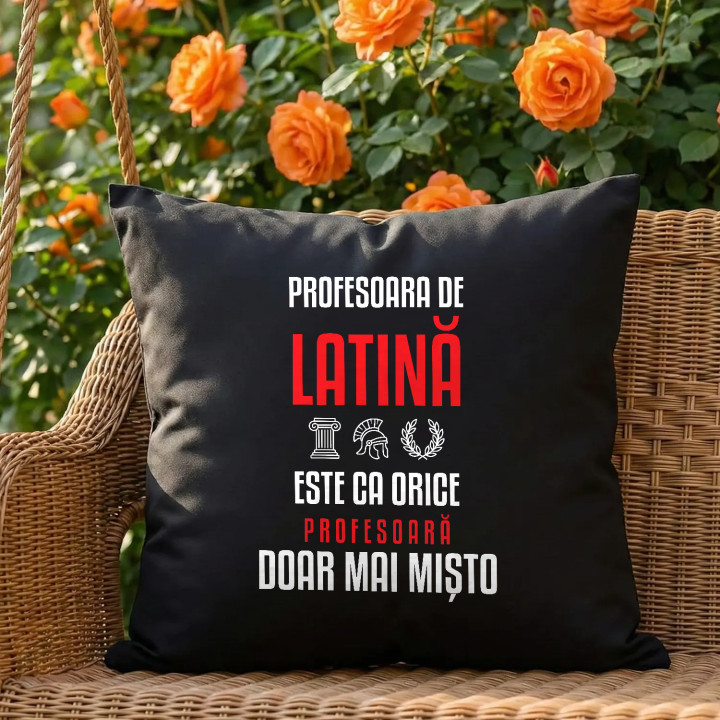 Profesoara de latină este ca orice profesoară, doar mai mișto - pernă neagră pentru profesoară