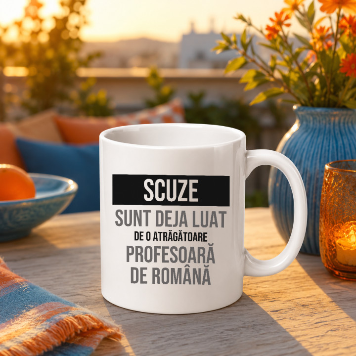 Scuze, sunt deja luat de o atrăgătoare profesoară de română - cană cadou