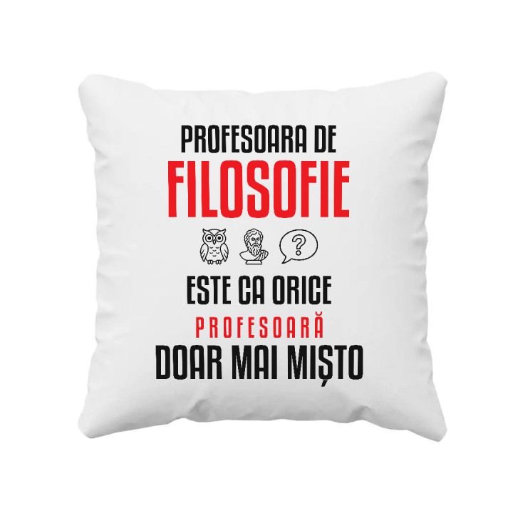 Profesoara de filosofie este ca orice profesoară, doar mai mișto - pernă pentru profesoară