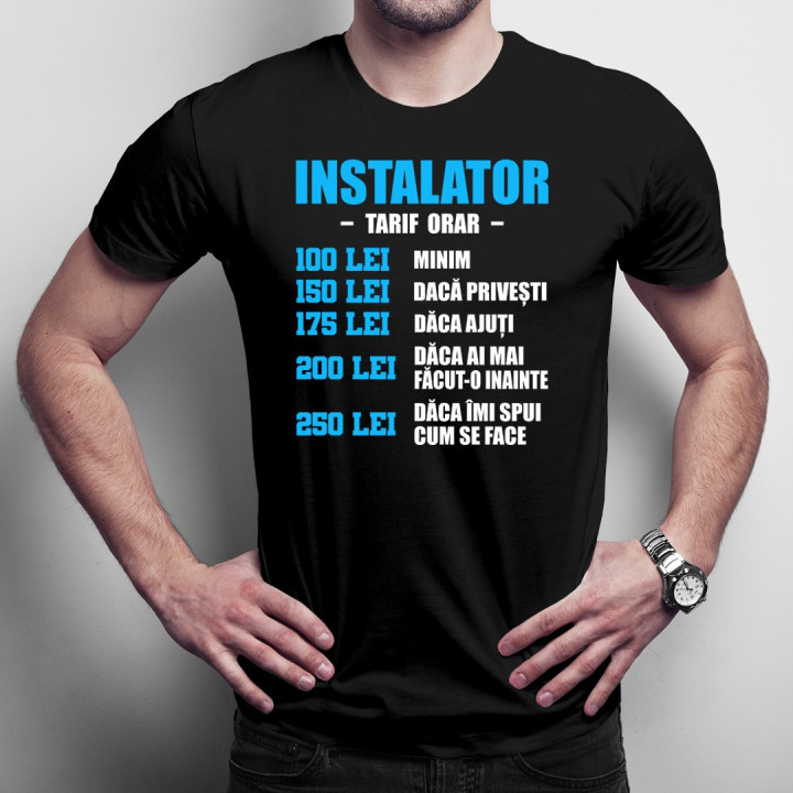 Instalator - tarif orar - T-shirt pentru bărbați