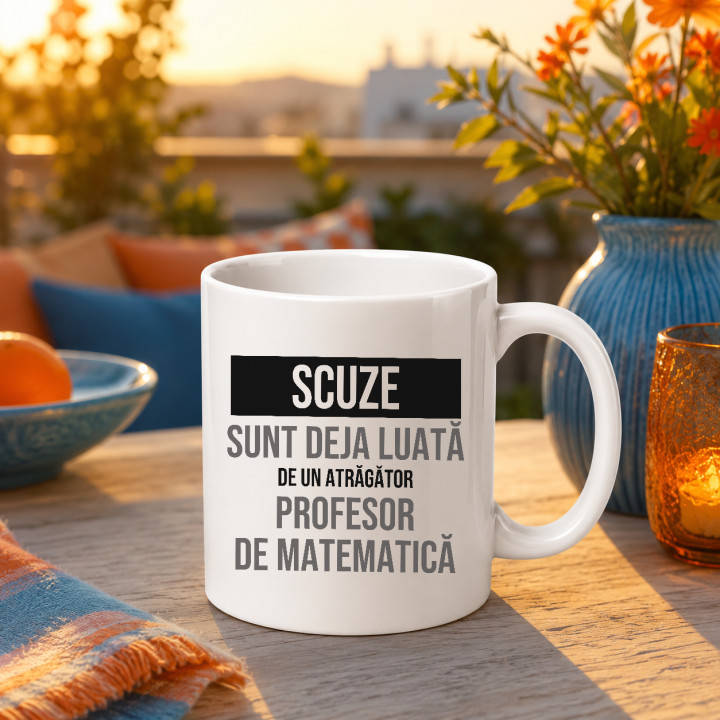 Scuze, sunt deja luată de un atrăgător profesor de matematică - cană cadou