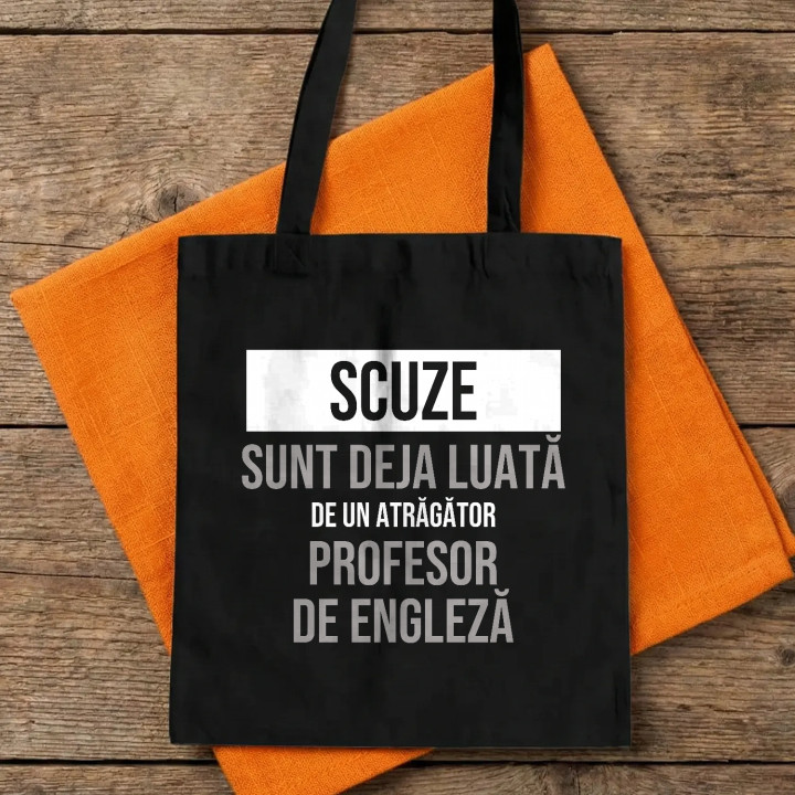 Scuze, sunt deja luată de un atrăgător profesor de engleză - sacoșă cadou