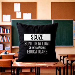 Scuze, sunt deja luat de o atrăgătoare educatoare - pernă neagră cadou