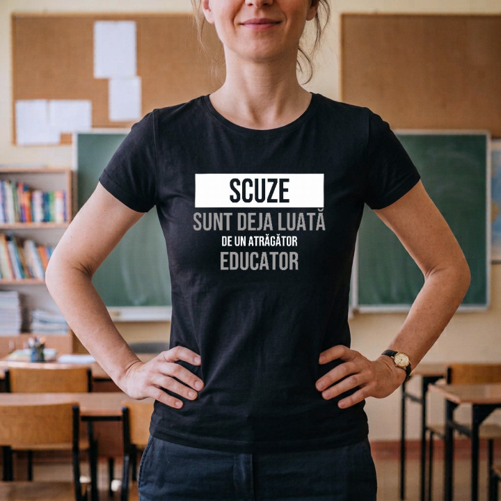 Scuze, sunt deja luată de un atrăgător educator - tricou de damă cu imprimeu