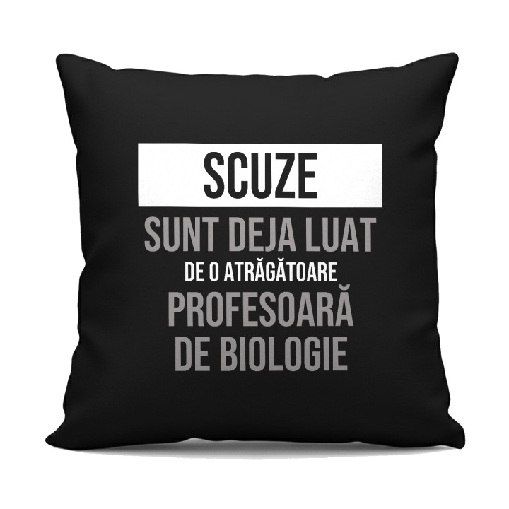 Scuze, sunt deja luat de o atrăgătoare profesoară de biologie - pernă neagră cadou