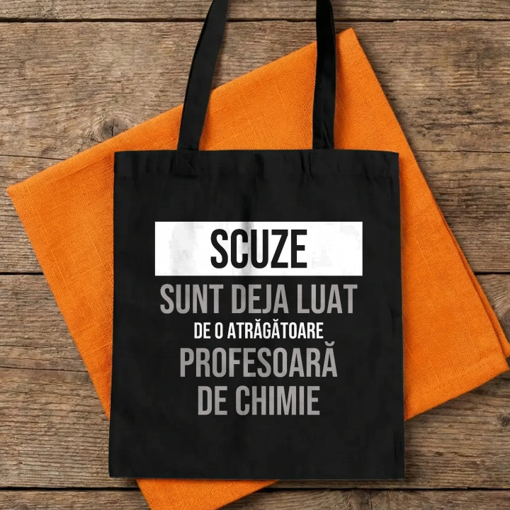 Scuze, sunt deja luat de o atrăgătoare profesoară de chimie - sacoșă cadou