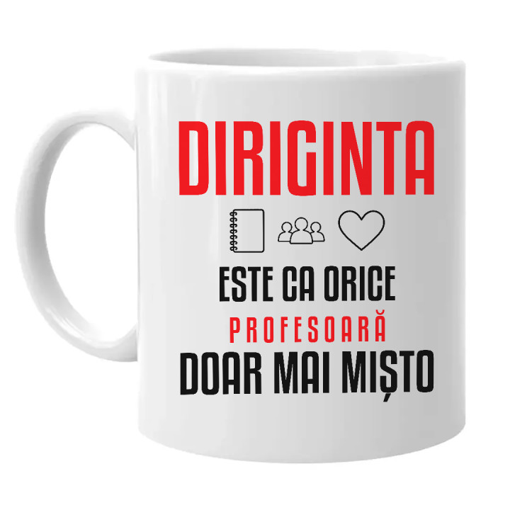 Diriginta este ca orice profesoară, doar mai mișto - cană pentru profesoară