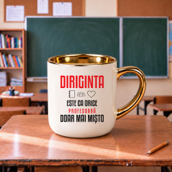 Diriginta este ca orice profesoară, doar mai mișto - cană elegantă pentru profesoară