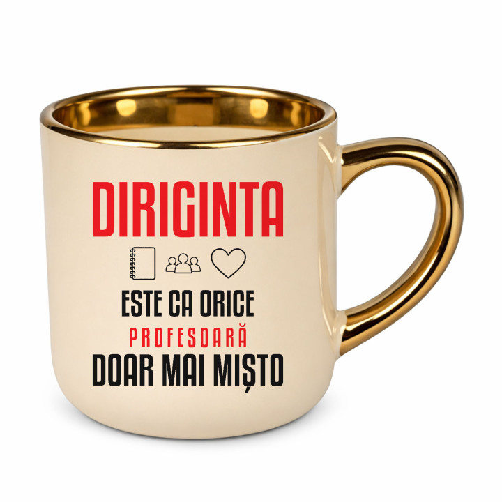 Diriginta este ca orice profesoară, doar mai mișto - cană elegantă pentru profesoară