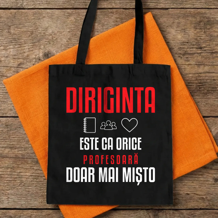 Diriginta este ca orice profesoară, doar mai mișto - sacoșă pentru profesoară