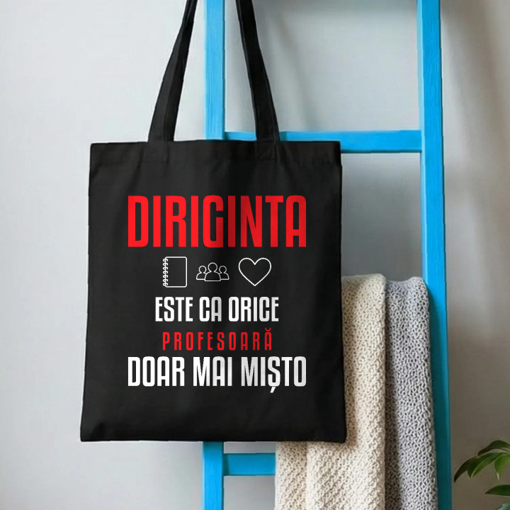 Diriginta este ca orice profesoară, doar mai mișto - sacoșă pentru profesoară
