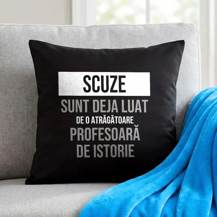 Scuze, sunt deja luat de o atrăgătoare profesoară de istorie - pernă neagră cadou