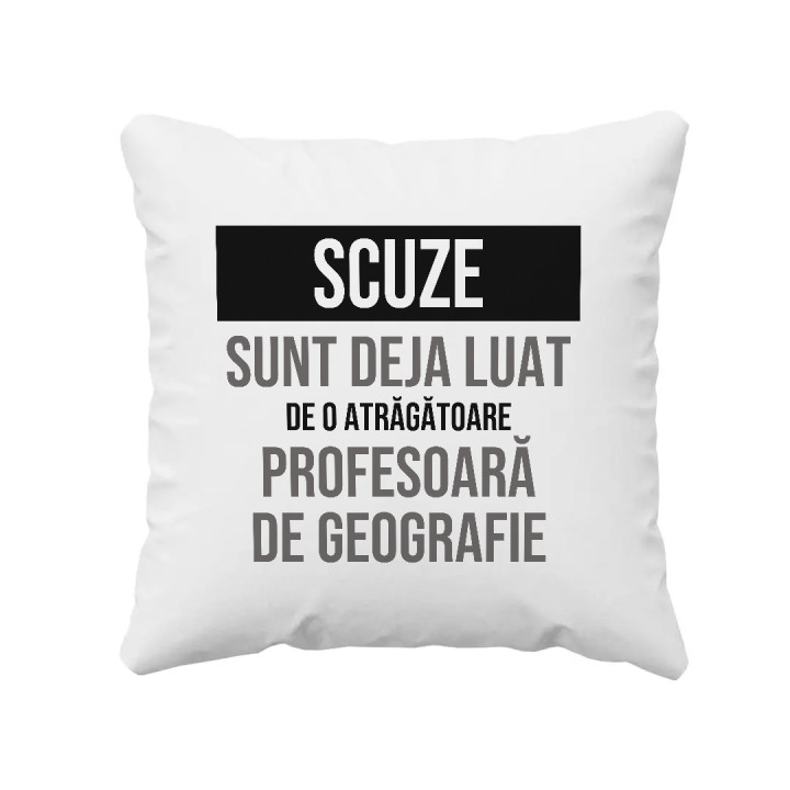 Scuze, sunt deja luat de o atrăgătoare profesoară de geografie - pernă cadou