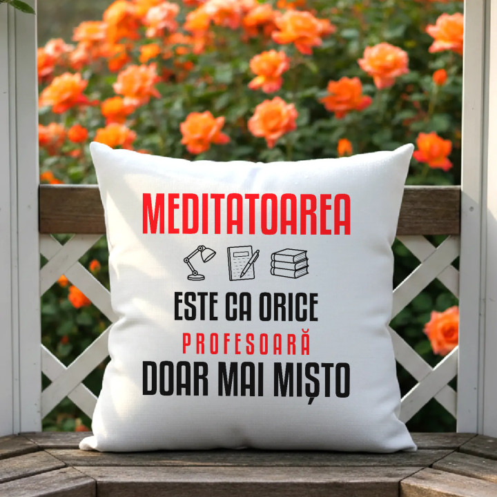 Meditatoarea este ca orice profesoară, doar mai mișto - pernă pentru profesoară