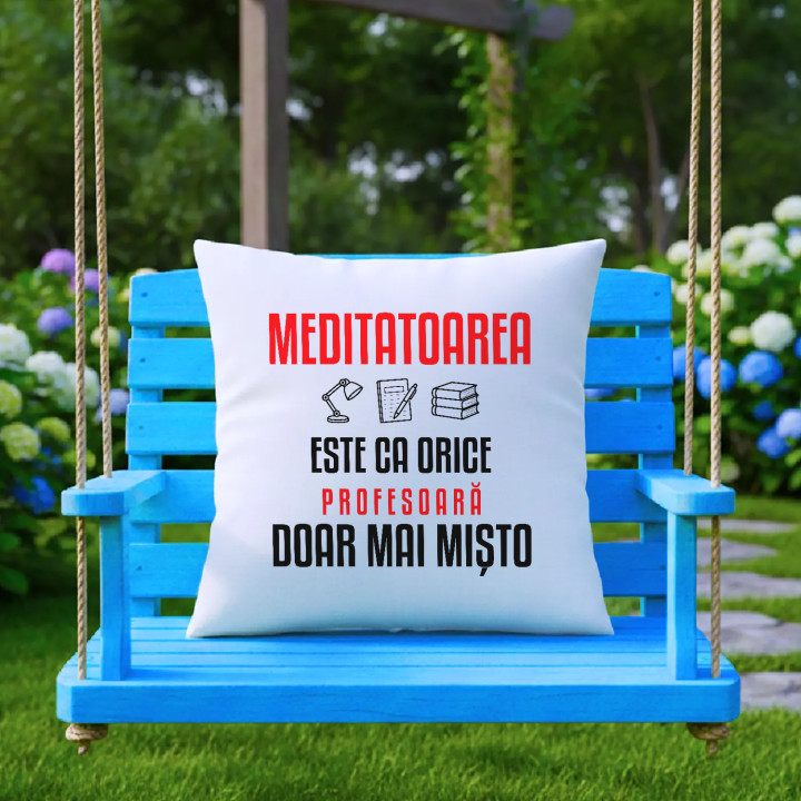 Meditatoarea este ca orice profesoară, doar mai mișto - pernă pentru profesoară