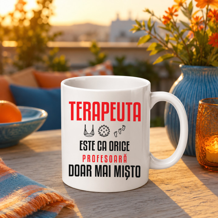 Terapeuta este ca orice profesoară, doar mai mișto - cană pentru profesoară