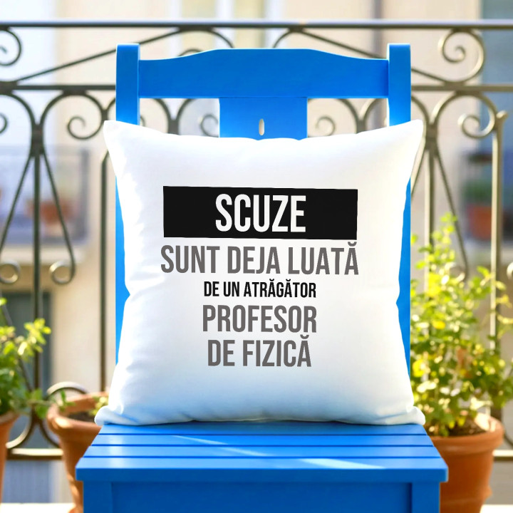 Scuze, sunt deja luată de un atrăgător profesor de fizică - pernă cadou