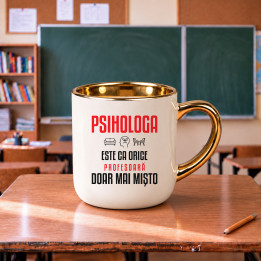 Psihologa este ca orice profesoară, doar mai mișto - cană elegantă pentru profesoară