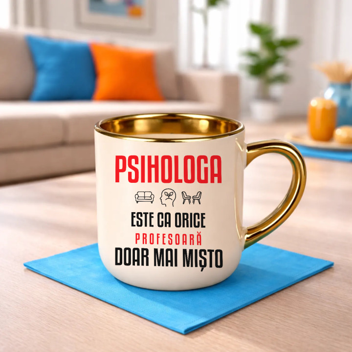 Psihologa este ca orice profesoară, doar mai mișto - cană elegantă pentru profesoară