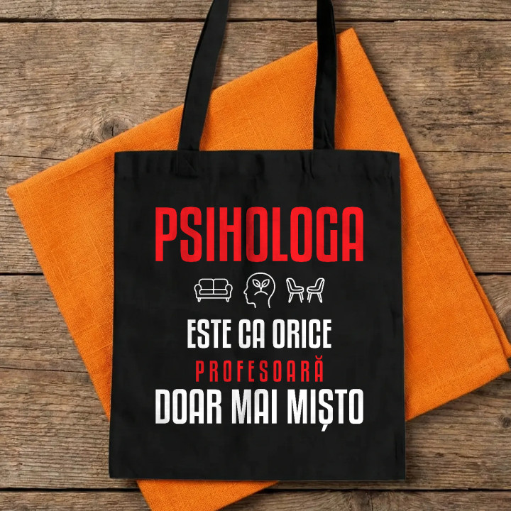 Psihologa este ca orice profesoară, doar mai mișto - sacoșă pentru profesoară