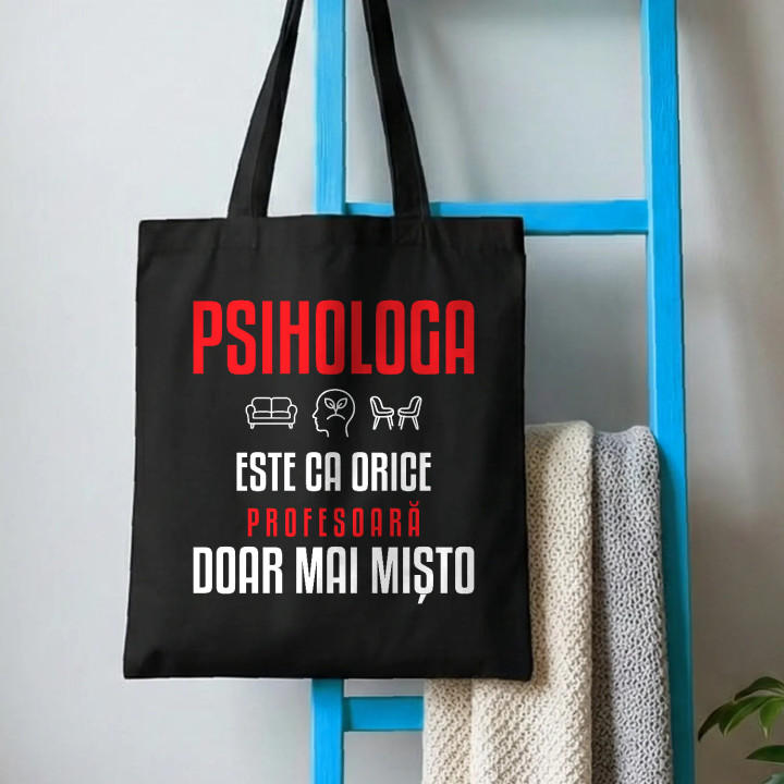 Psihologa este ca orice profesoară, doar mai mișto - sacoșă pentru profesoară