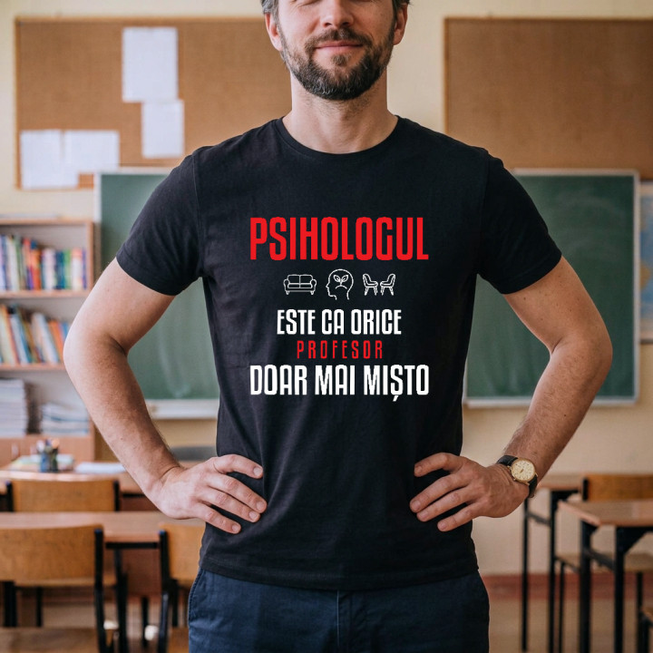 Psihologul este ca orice profesor, doar mai mișto - tricou bărbătesc pentru profesor