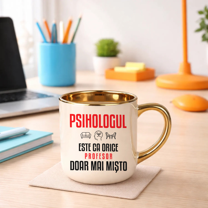 Psihologul este ca orice profesor, doar mai mișto - cană elegantă pentru profesor