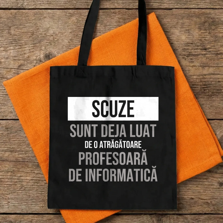 Scuze, sunt deja luat de o atrăgătoare profesoară de informatică - sacoșă cadou