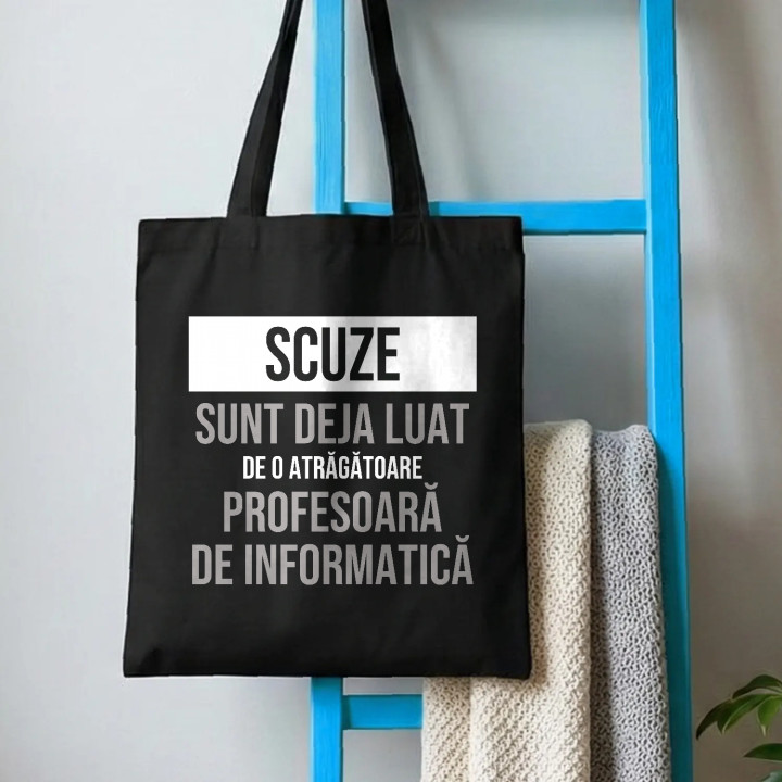 Scuze, sunt deja luat de o atrăgătoare profesoară de informatică - sacoșă cadou