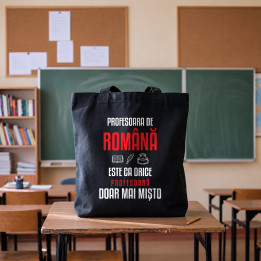 Profesoara de română este ca orice profesoară, doar mai mișto - sacoșă pentru profesoară