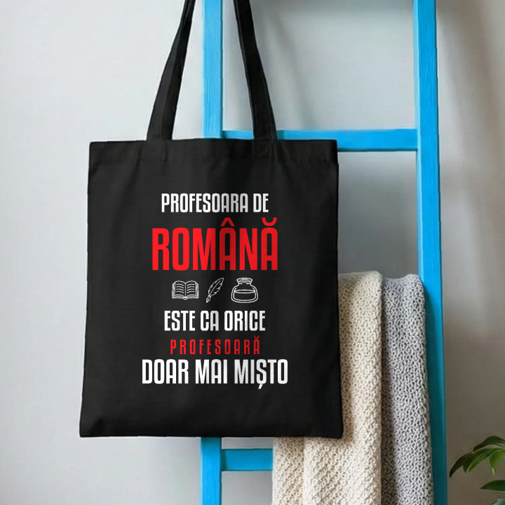 Profesoara de română este ca orice profesoară, doar mai mișto - sacoșă pentru profesoară