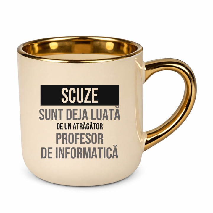 Scuze, sunt deja luată de un atrăgător profesor de informatică - cană elegantă cadou