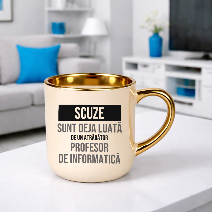 Scuze, sunt deja luată de un atrăgător profesor de informatică - cană elegantă cadou