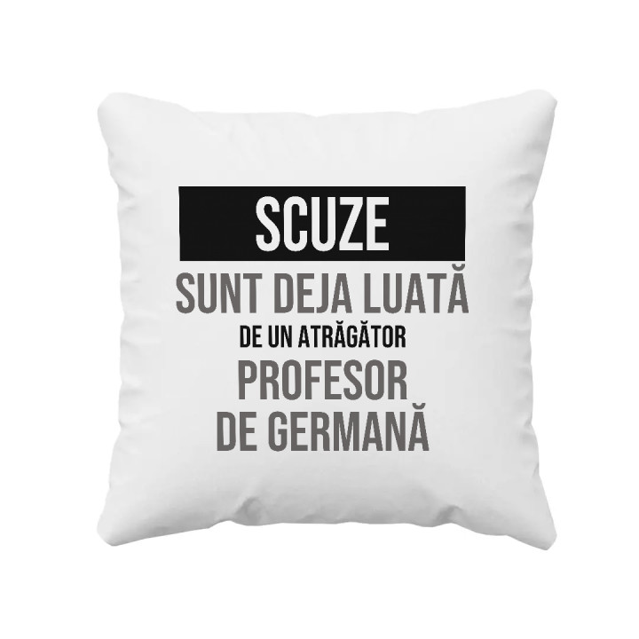 Scuze, sunt deja luată de un atrăgător profesor de germană - pernă cadou