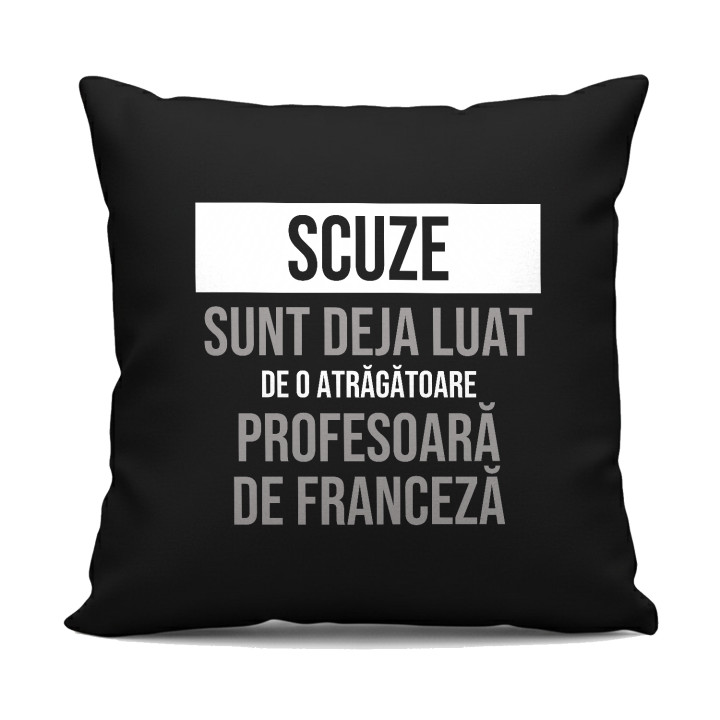 Scuze, sunt deja luat de o atrăgătoare profesoară de franceză - pernă neagră cadou