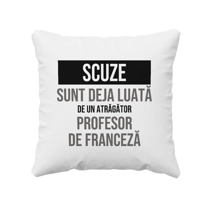 Scuze, sunt deja luată de un atrăgător profesor de franceză - pernă cadou
