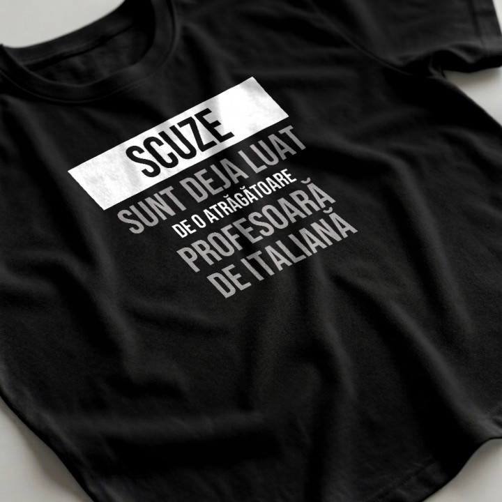 Scuze, sunt deja luat de o atrăgătoare profesoară de italiană - tricou bărbătesc cu imprimeu