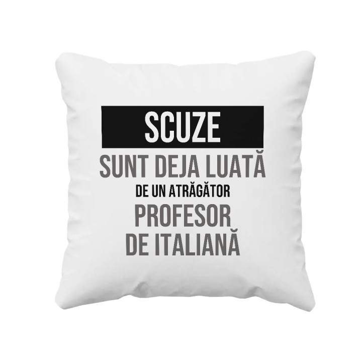 Scuze, sunt deja luată de un atrăgător profesor de italiană - pernă cadou
