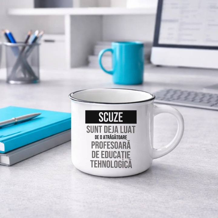 Scuze, sunt deja luat de o atrăgătoare profesoară de educație tehnologică - cană emailată cadou