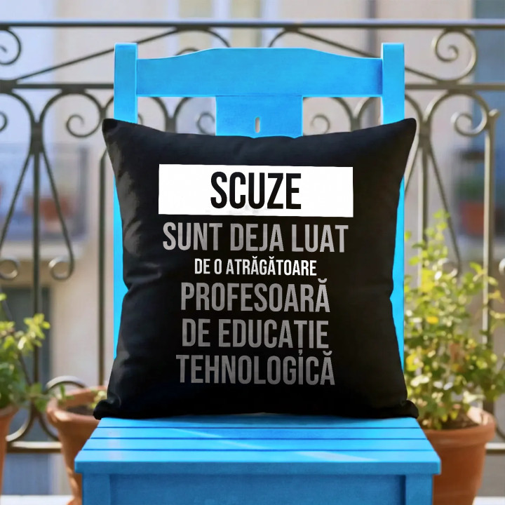 Scuze, sunt deja luat de o atrăgătoare profesoară de educație tehnologică - pernă neagră cadou