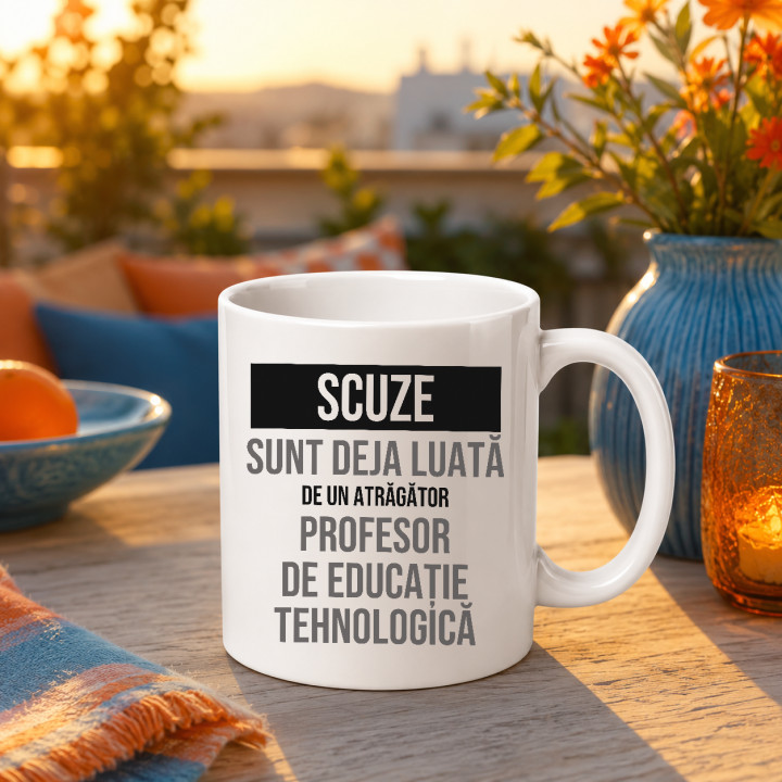 Scuze, sunt deja luată de un atrăgător profesor de educație tehnologică - cană cadou