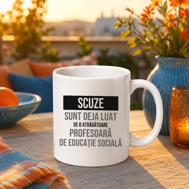 Scuze, sunt deja luat de o atrăgătoare profesoară de educație socială - cană cadou