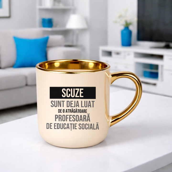 Scuze, sunt deja luat de o atrăgătoare profesoară de educație socială - cană elegantă cadou