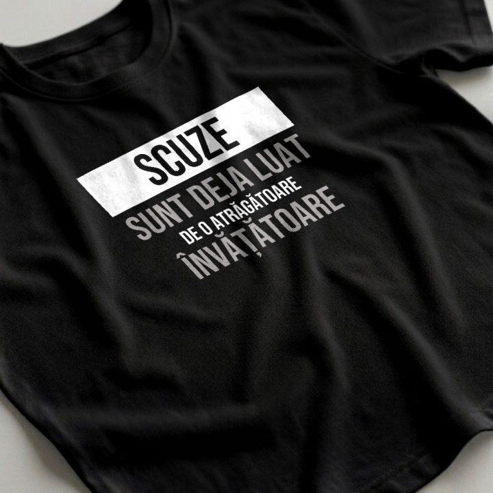 Scuze, sunt deja luat de o atrăgătoare învățătoare - tricou bărbătesc cu imprimeu