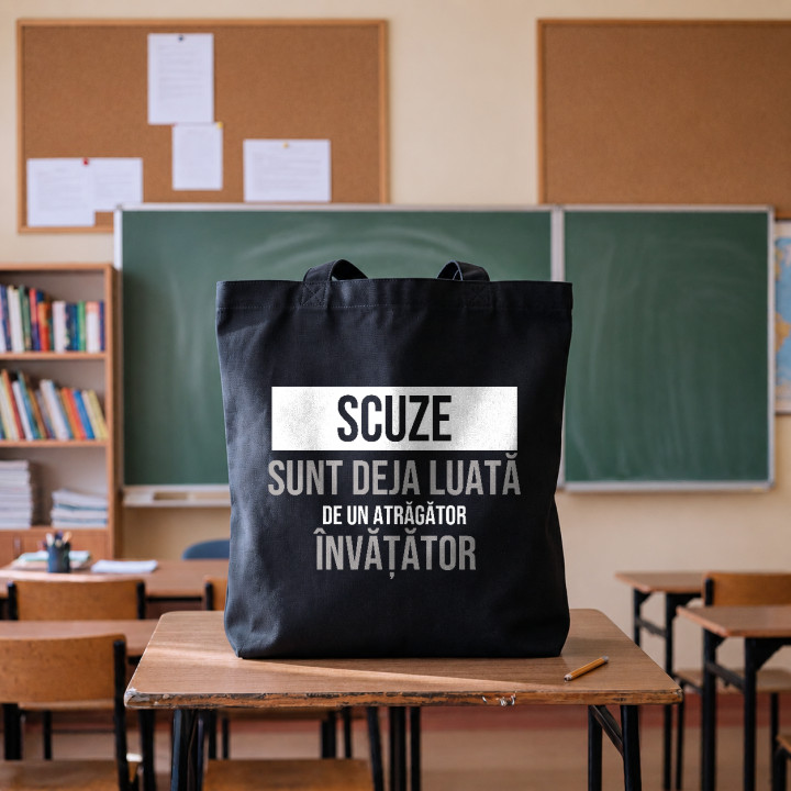 Scuze, sunt deja luată de un atrăgător învățător - sacoșă cadou